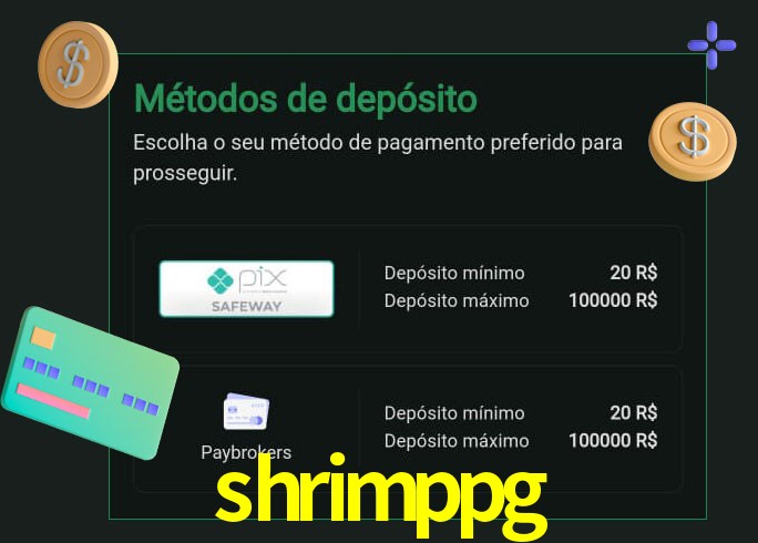 O cassino shrimppg oferece uma grande variedade de métodos de pagamento